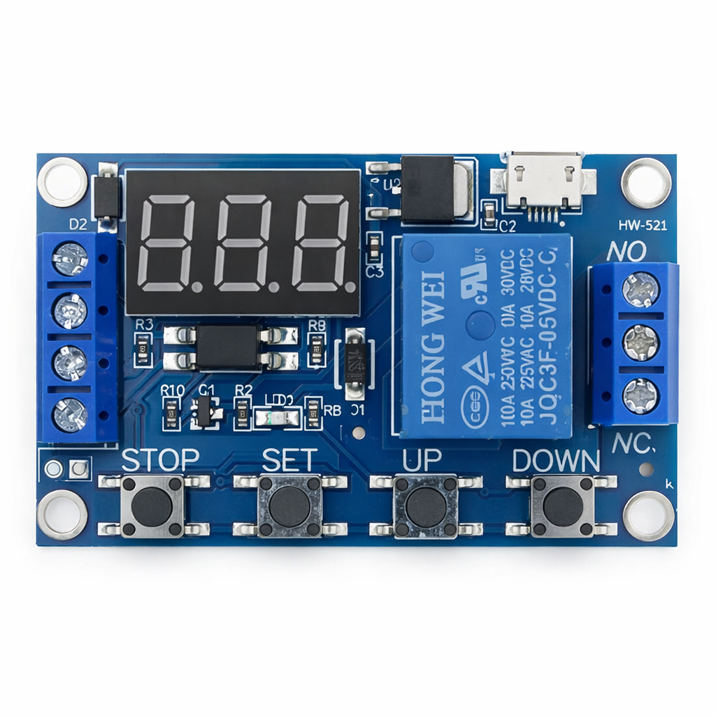 Módulo temporizador digital con relevador y display