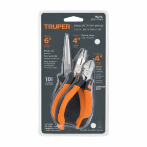 Juego de 3 Mini Pinzas TRUPER Mango Comfort Grip