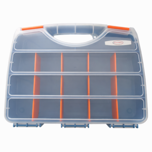 Caja organizadora de plástico con divisiones ajustables