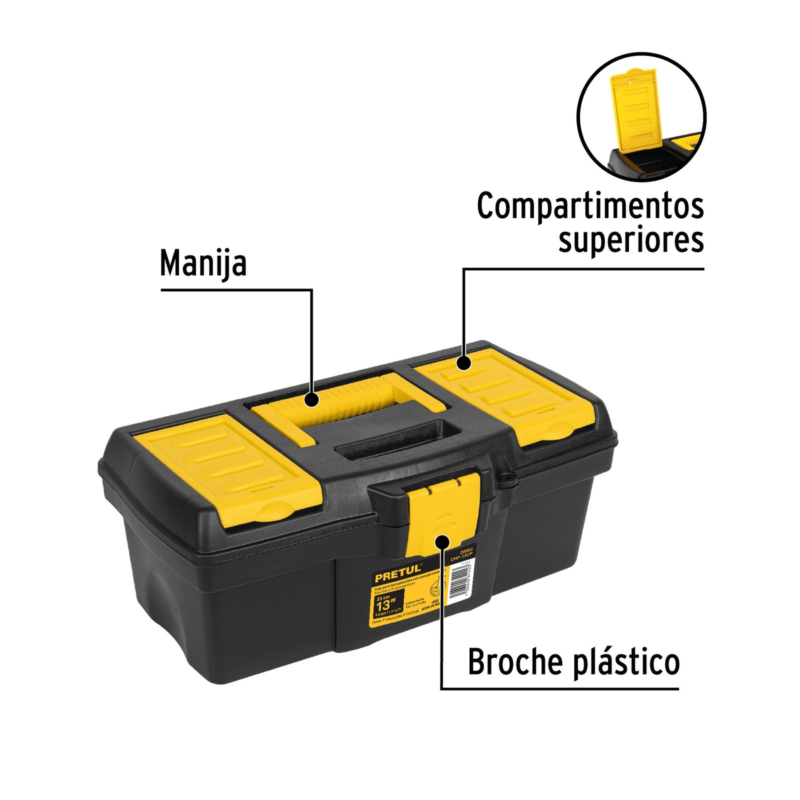 Caja Plástica para Herramienta 13" con Compartimentos Pretul - Image 2