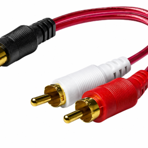 Cable Adaptador 2 RCA Macho a 1 RCA Hembra Dorado 10cm