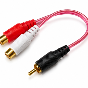 Cable Adaptador 1 RCA Macho a 2 RCA Hembra Dorado 10cm