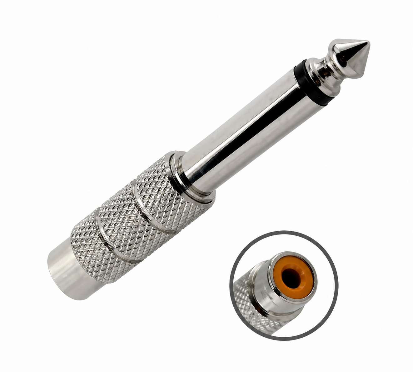 Adaptador RCA Hembra a Plug 6.3mm Mono Metálico
