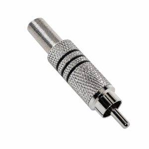 Plug RCA Metálico con Franja Negra y Resorte