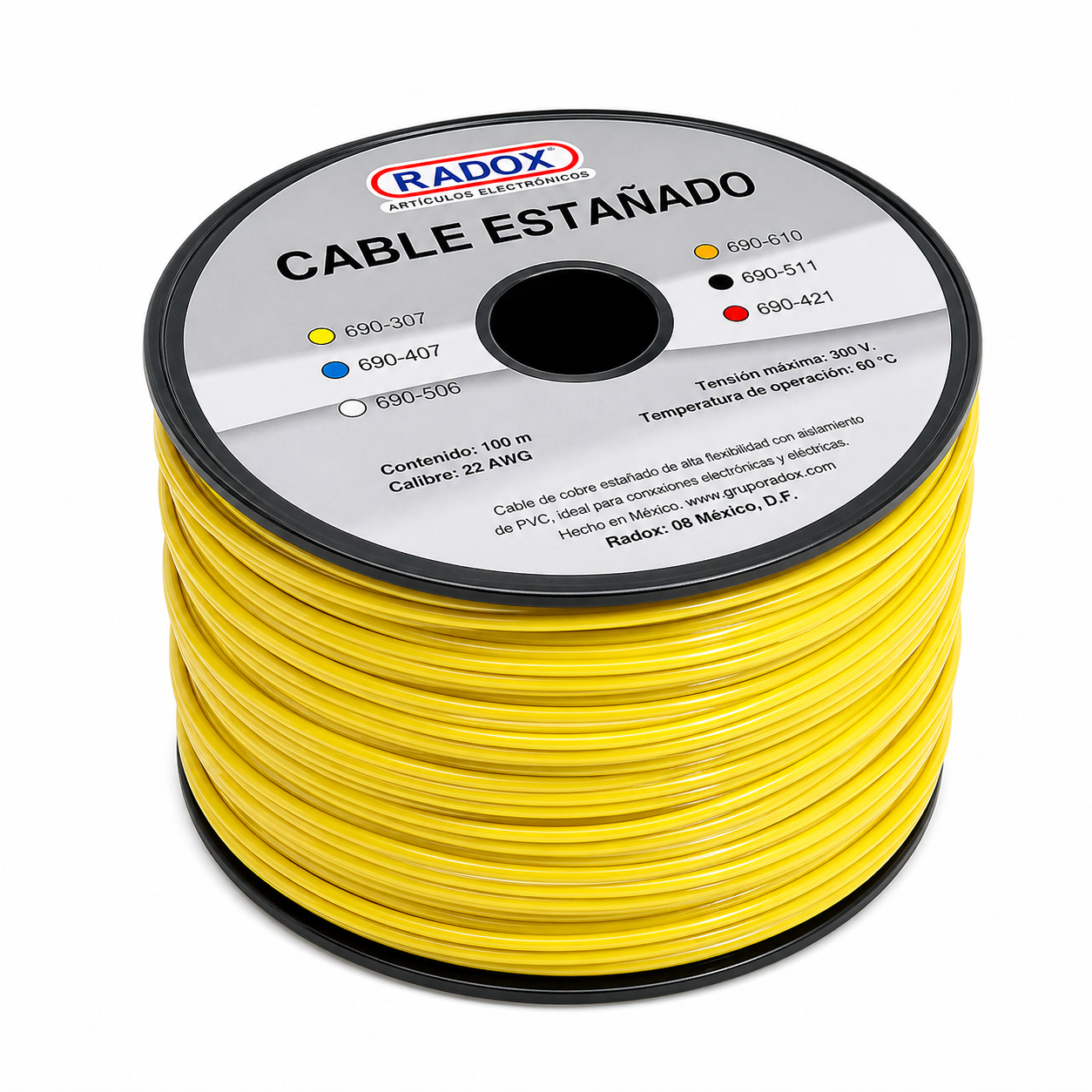 Carrete de Cable Estañado Amarillo 100 m